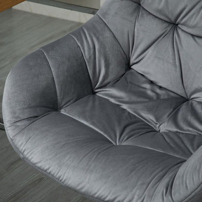 Velvet Home Office Chair Comfy Desk Chair w/ Adjustable Height Armrest Dark Grey