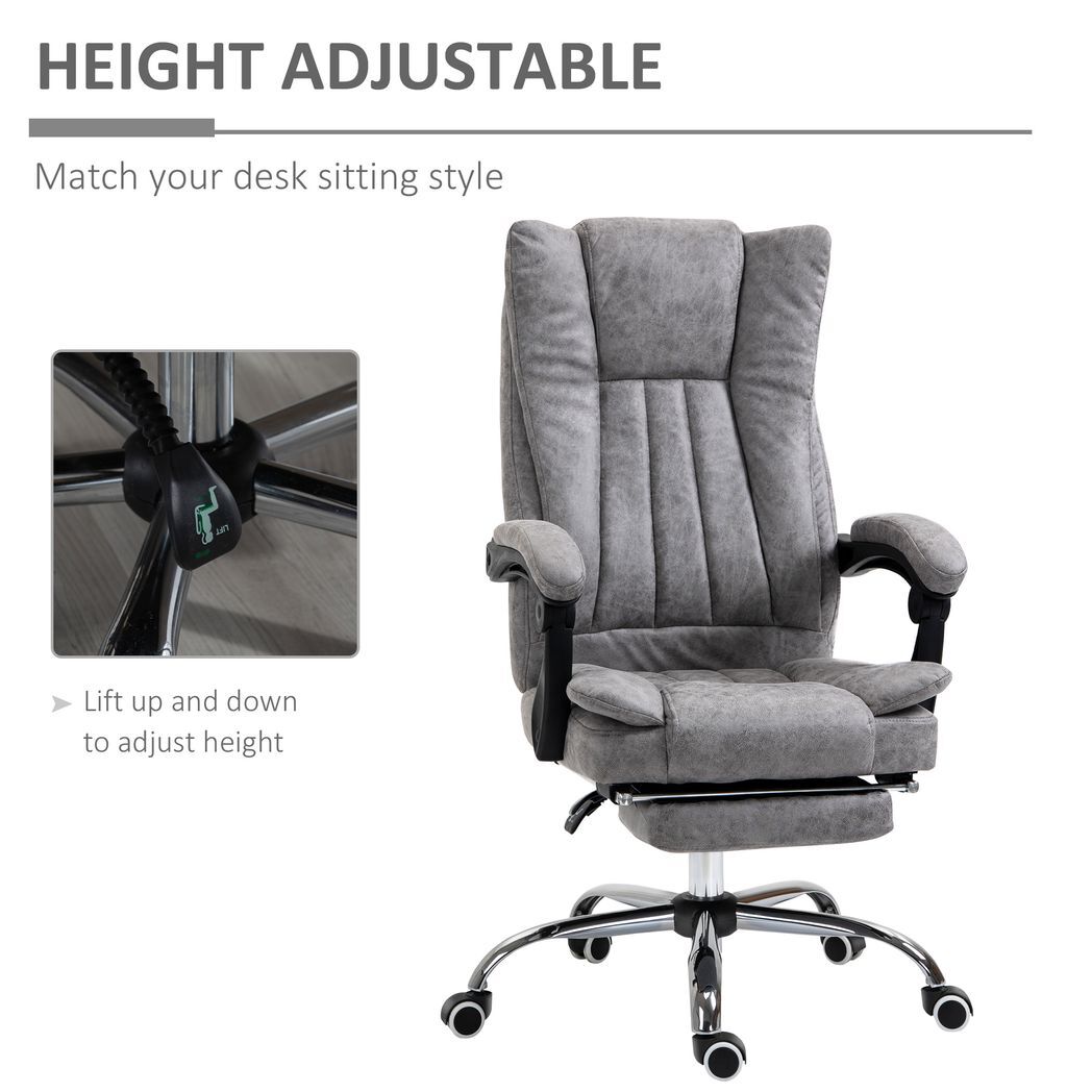 Executive Office Chair Computer Swivel Chair for Home with Arm, Footrest, Grey