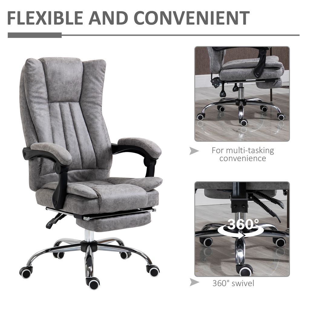 Executive Office Chair Computer Swivel Chair for Home with Arm, Footrest, Grey