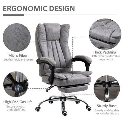 Executive Office Chair Computer Swivel Chair for Home with Arm, Footrest, Grey