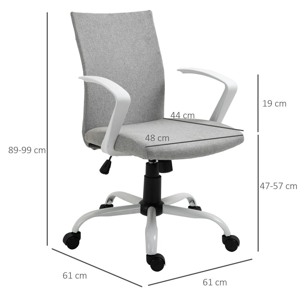 Office Chair Linen Swivel Computer Desk Chair Home Study Task Chair, Light Grey