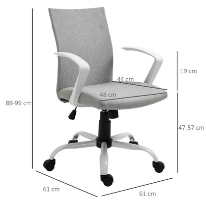 Office Chair Linen Swivel Computer Desk Chair Home Study Task Chair, Light Grey