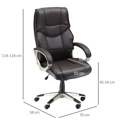 Executive Computer Office Desk Chair High Back Faux Leather Swivel Chair Brown