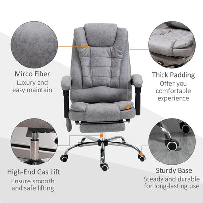 Vintage High Back Heated Massage Office Chair w/ 6 Vibration Points, Grey