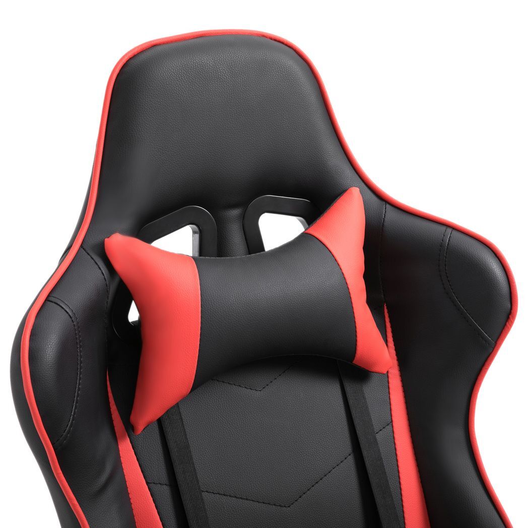 Ergonomic Gaming Chair Reclining Racing Chair with Headrest Swivel Wheels, Red