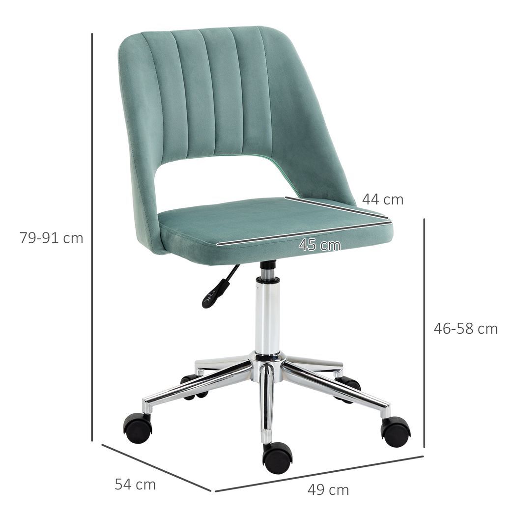Swivel Office Chair Velvet Fabric Scallop Shape Computer Desk Chair Green