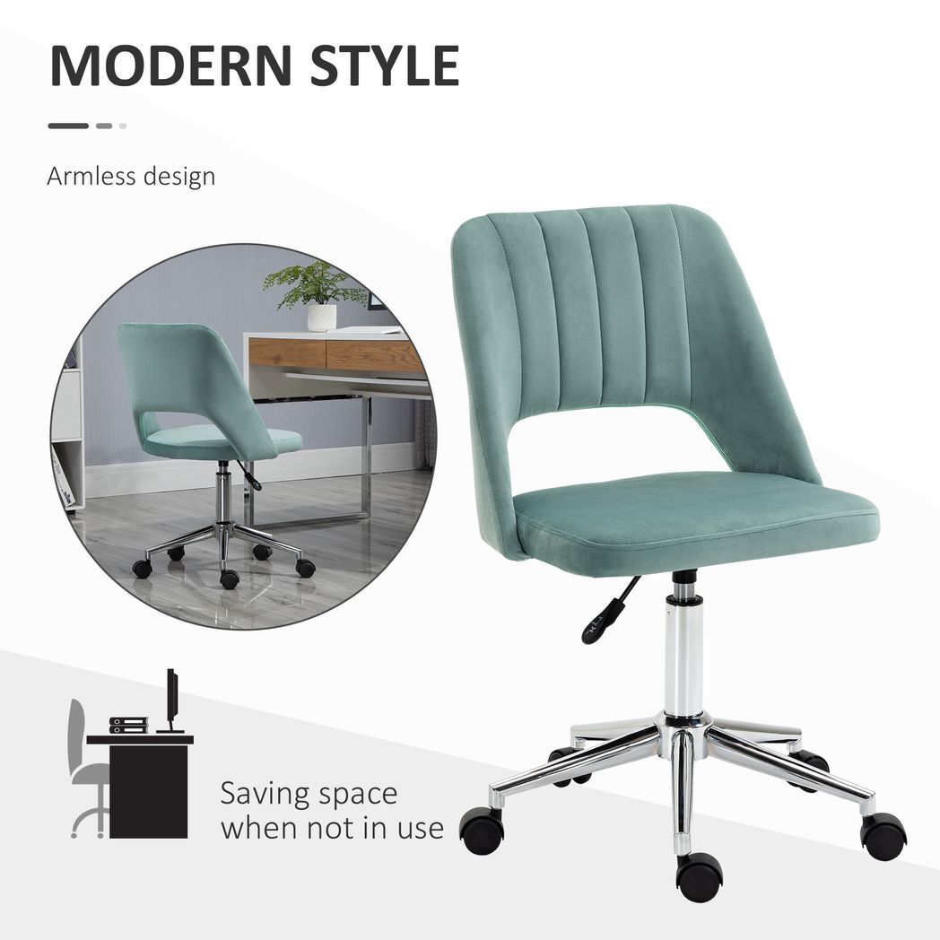 Swivel Office Chair Velvet Fabric Scallop Shape Computer Desk Chair Green