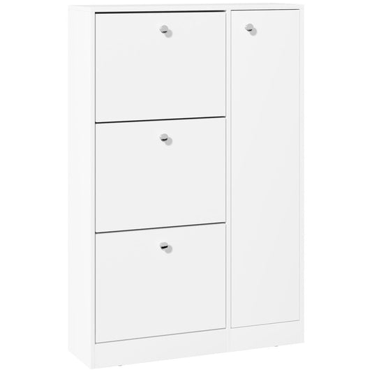 4 Compartment Shoe Storage Cabinet w/ Shelves Footwear Home Office Hallway