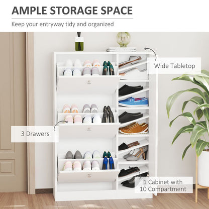 4 Compartment Shoe Storage Cabinet w/ Shelves Footwear Home Office Hallway