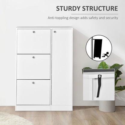 4 Compartment Shoe Storage Cabinet w/ Shelves Footwear Home Office Hallway