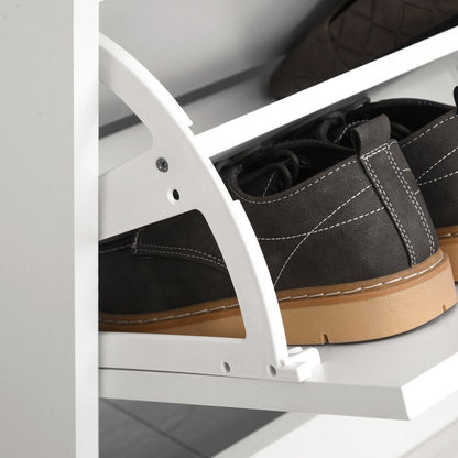 4 Compartment Shoe Storage Cabinet w/ Shelves Footwear Home Office Hallway