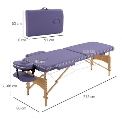 Portable Massage Bed Folding Spa Beauty Massage Table with 2 Sections Purple