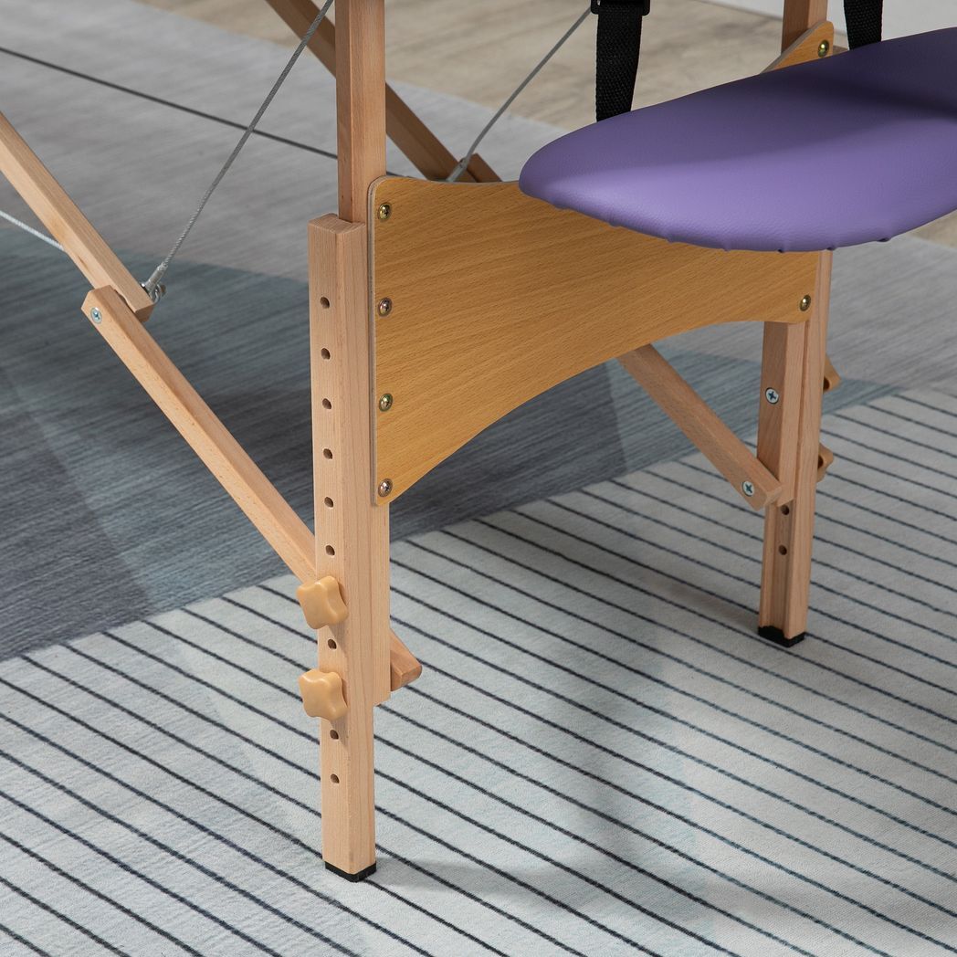 Portable Massage Bed Folding Spa Beauty Massage Table with 2 Sections Purple