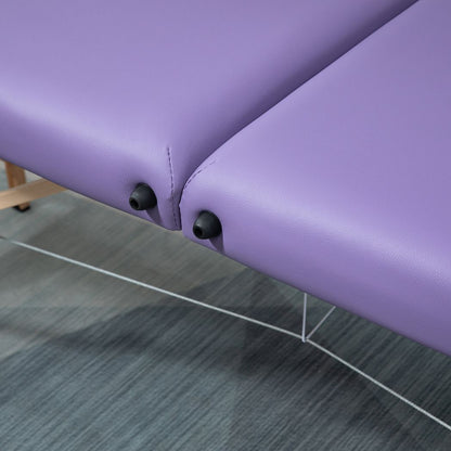 Portable Massage Bed Folding Spa Beauty Massage Table with 2 Sections Purple
