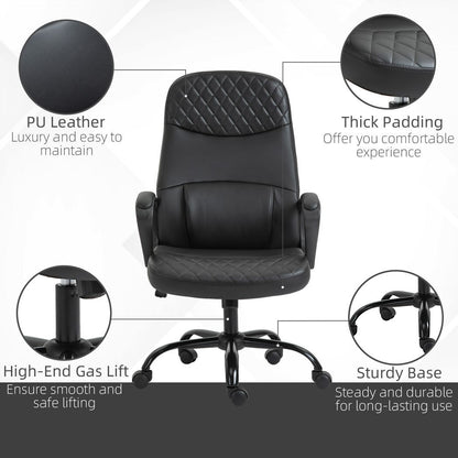 High Back Massage Office Chair with Adjustable Height Lumbar Support Black