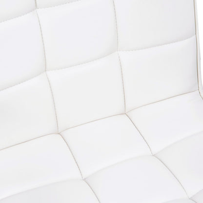 Mid Back PU Leather Home Office Chair Swivel Desk Chair with Arm, Wheel, White