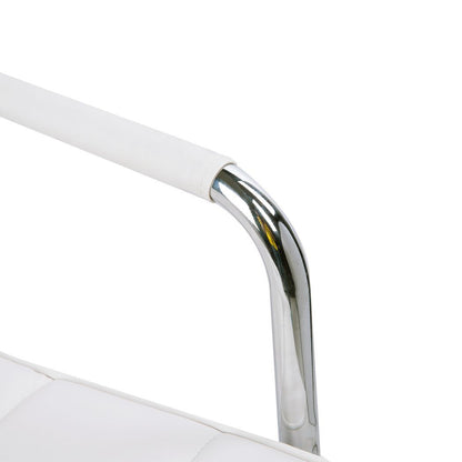 Mid Back PU Leather Home Office Chair Swivel Desk Chair with Arm, Wheel, White