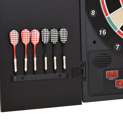 Electronic Dartboard with LED Digital Score Board 27Games Storage Cabinet