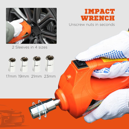 5 Ton Electric Car Jack Kit w/ 12V Auto Car Floor Jack, Impact Wrench, Case