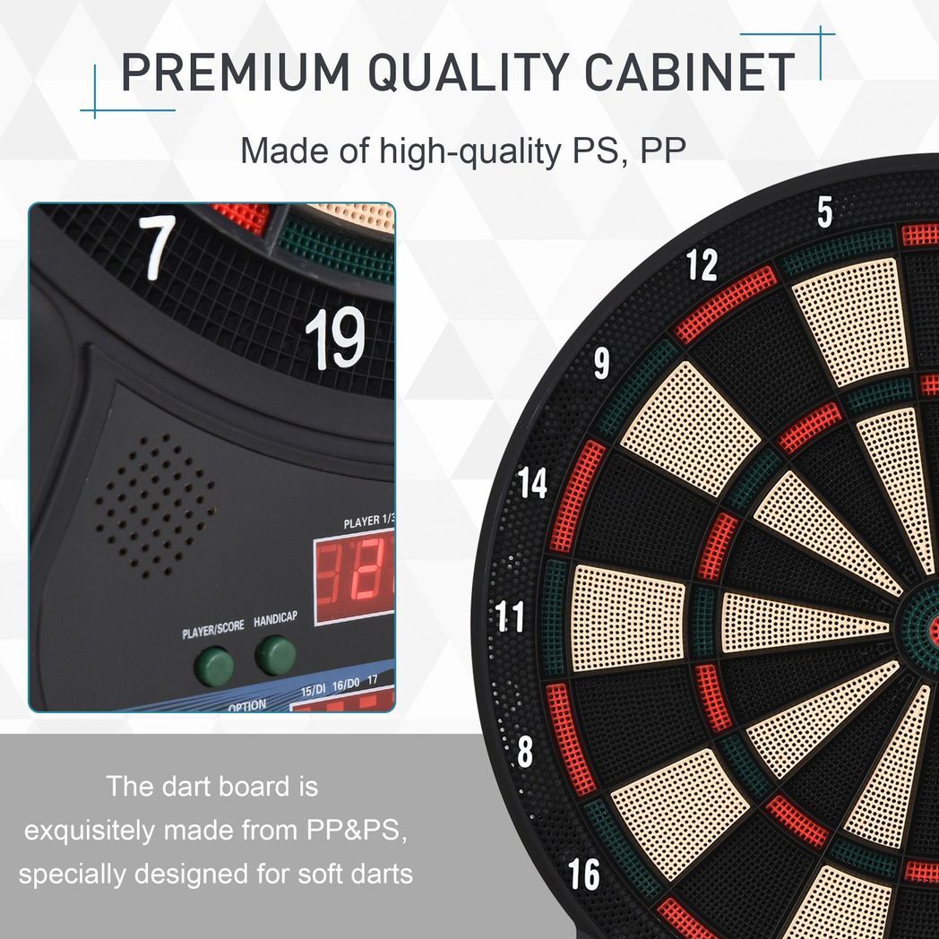 Electronic Dartboard LED Digital Score 27 Games with 12 Soft Darts Ready-to-Play