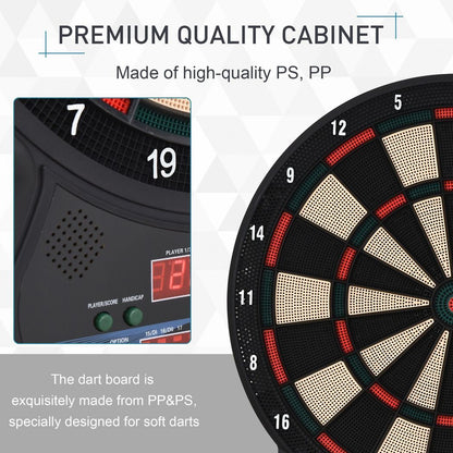 Electronic Dartboard LED Digital Score 27 Games with 12 Soft Darts Ready-to-Play