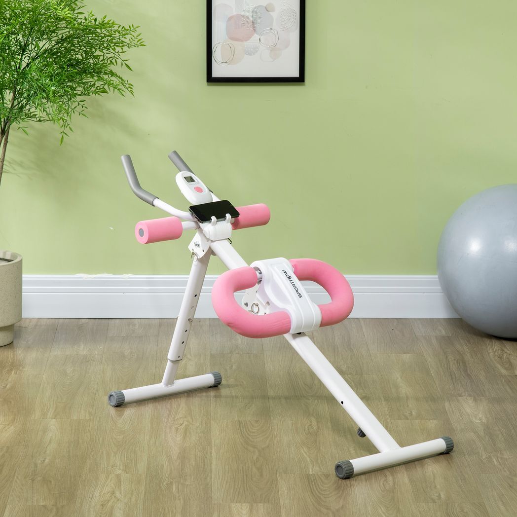 Ab Machine, Foldable Abs Trainer with Adjustable Height and LCD Monitor