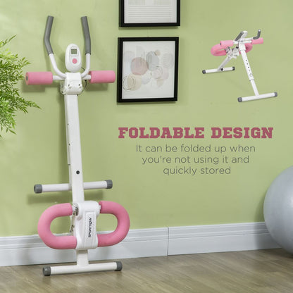 Ab Machine, Foldable Abs Trainer with Adjustable Height and LCD Monitor