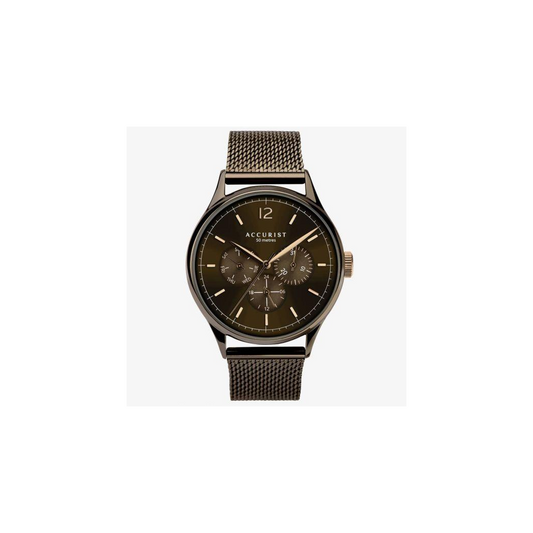 Accurist Men's Chronograph Day Date Brown Dial Mesh Bracelet 7286