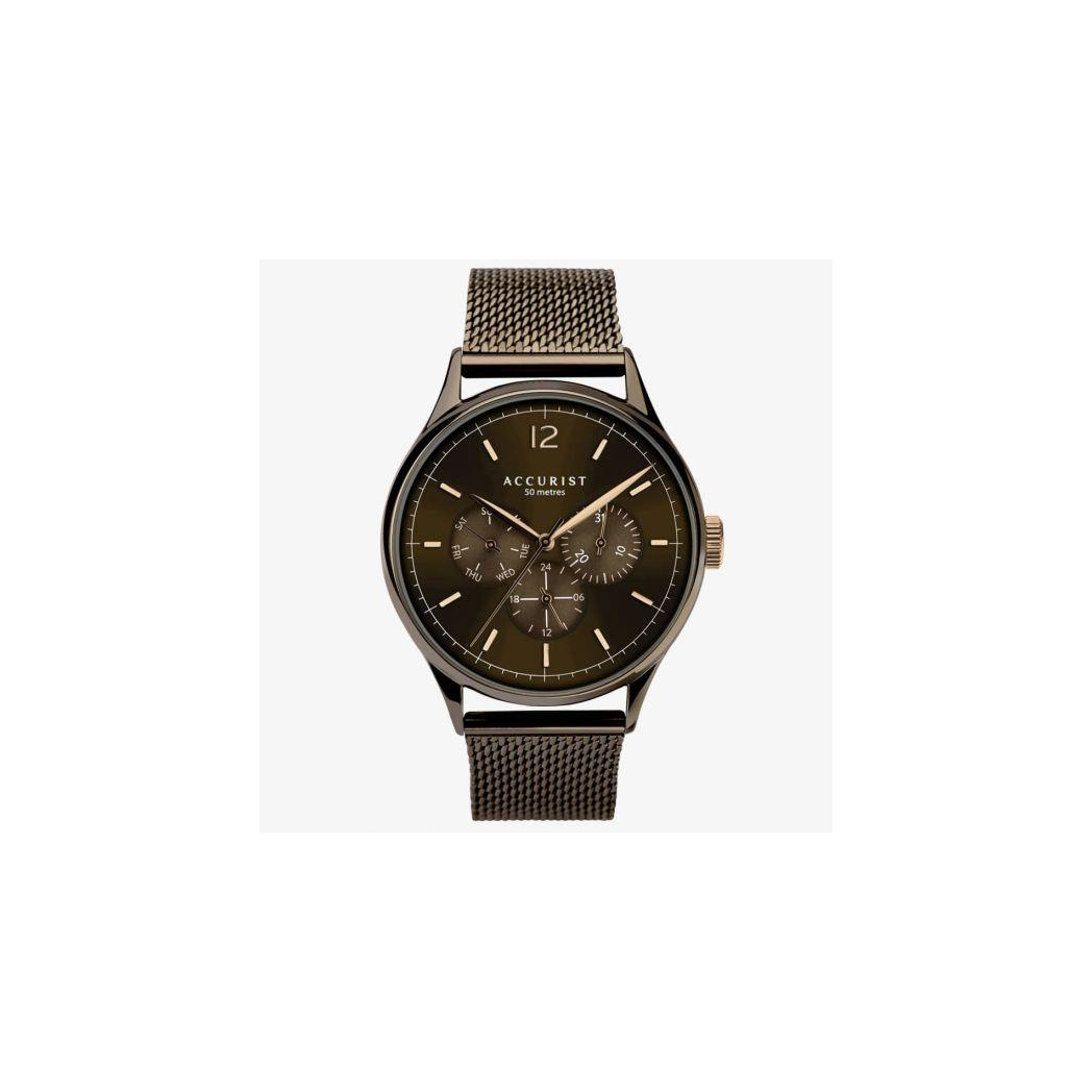 Accurist Men's Chronograph Day Date Brown Dial Mesh Bracelet 7286