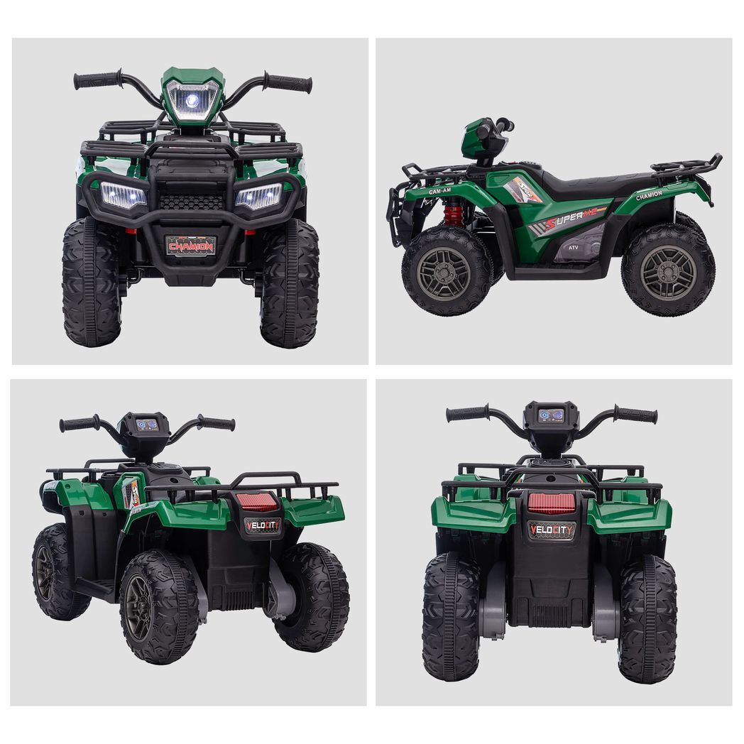 HOMCOM 12V Electric Quad Bike for Kids w/ LED Headlights, Music - Green