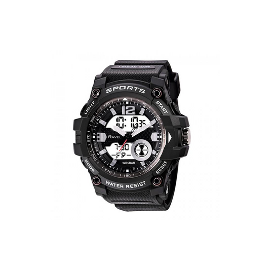 Ravel Adults Ana-Digi Dual time 5ATM Sports Black Watch RDT.2A