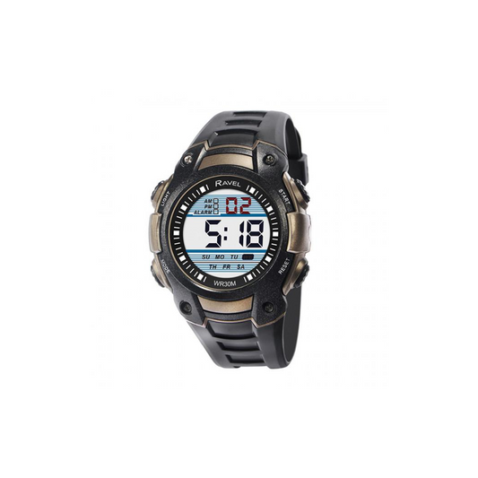Ravel Men's 3ATM Digital Sports Black/Gold Watch RDG.14.9