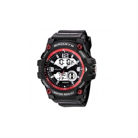 Ravel Adults Ana-Digi Dual time 5ATM Sports Red Watch RDT.2D