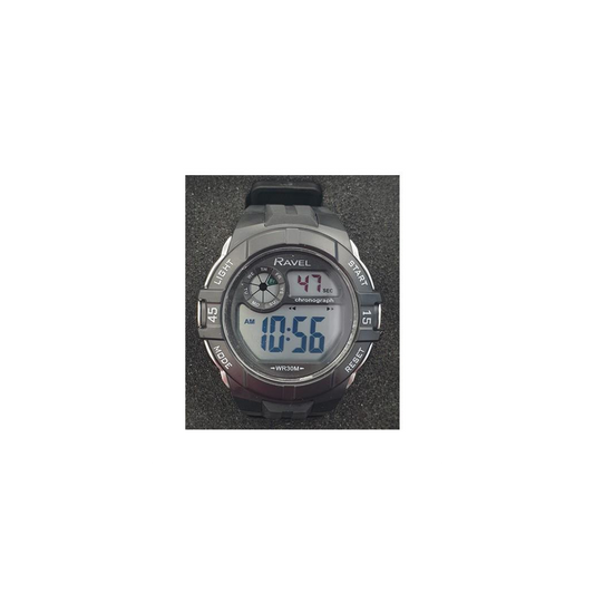 Ravel Men's 3ATM Digital Sports Black/Silver Watch RDG.14.14