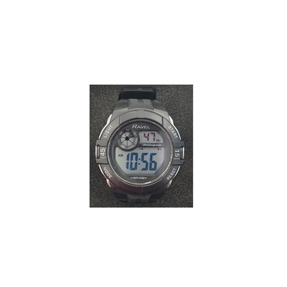 Ravel Men's 3ATM Digital Sports Black/Silver Watch RDG.14.14