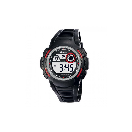 Ravel Men's 3ATM Digital Sports Red/Black Watch RDG.14.13