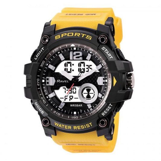 Ravel Adults Ana-Digi Dual time 5ATM Sports Yellow Watch RDT.2F