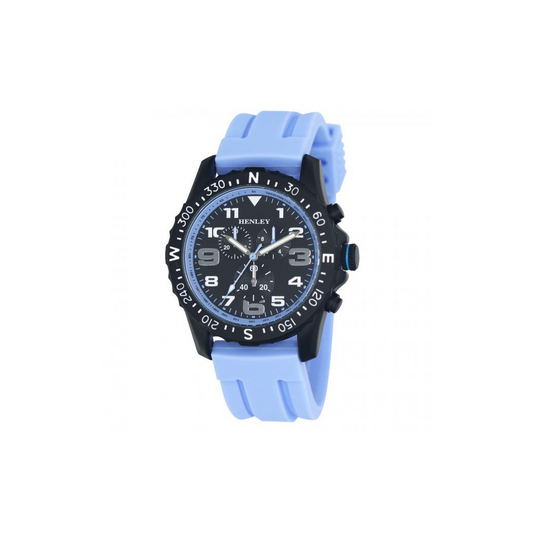 Henley Men's Multi Eye Black Dial With Blue Sports Silicone Rubber Strap Watch H02208.6