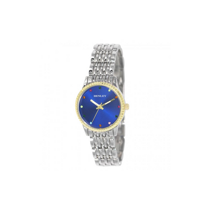 Henleys Ladies   Rainbow Spectrum Diamante Watch - Blue H07319.1
