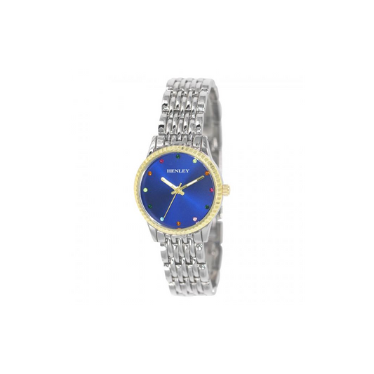 Henleys Ladies   Rainbow Spectrum Diamante Watch - Blue H07319.1