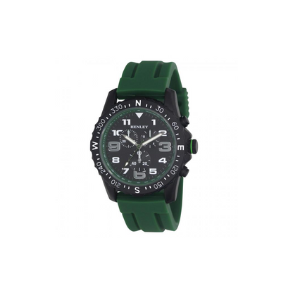Henley Men's Multi Eye Black Dial With Green Sports Silicone Rubber Strap Watch H02208.11