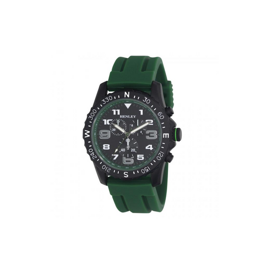Henley Men's Multi Eye Black Dial With Green Sports Silicone Rubber Strap Watch H02208.11