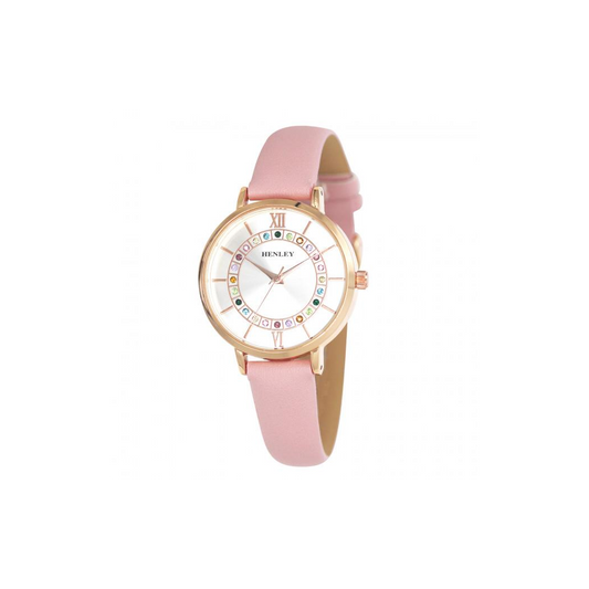 Henleys Ladies Pink Rainbow Diamante Watch H06171.5