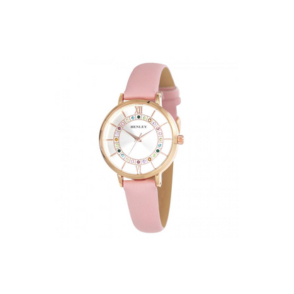 Henleys Ladies Pink Rainbow Diamante Watch H06171.5