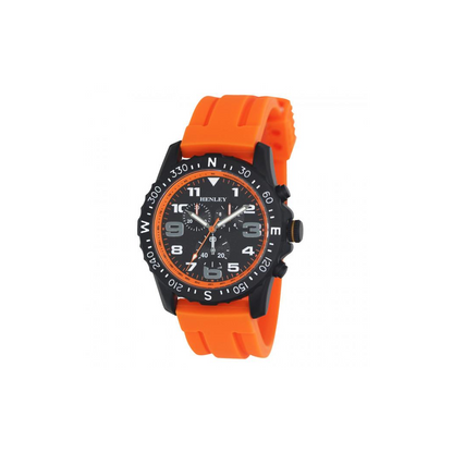 Henley Men's Multi Eye Black Dial With Orange Sports Silicone Rubber Strap Watch H02208.8