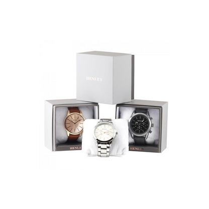Henley Men's Multi Eye Black Dial With Orange Sports Silicone Rubber Strap Watch H02208.8