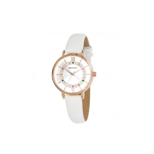 Henleys Ladies  Rainbow Diamante Watch - White H06171.4