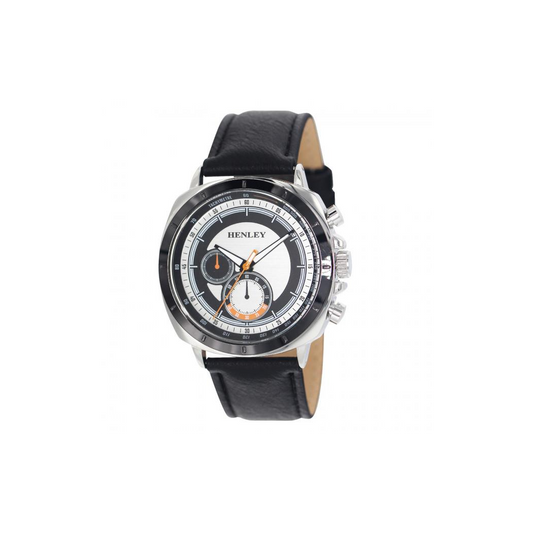 Henley Men's  Polished Cushion Sports Watch - Black / Orange H02214.8