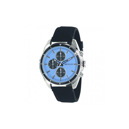 Henley Men's Multi Eye Blue Dial With Black Sports Silicone Rubber Strap Watch H02209.6