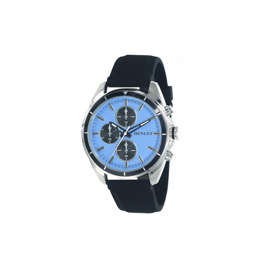 Henley Men's Multi Eye Blue Dial With Black Sports Silicone Rubber Strap Watch H02209.6
